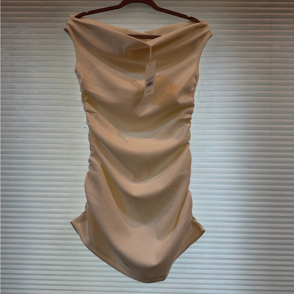Peppermayo White Ruched Dress